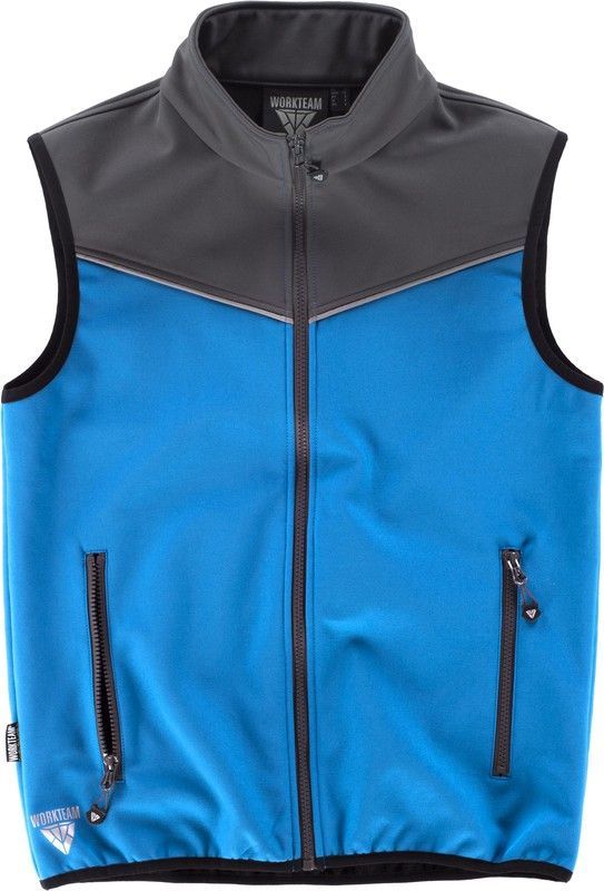 Chaleco Softshell Combinado Celeste Gris