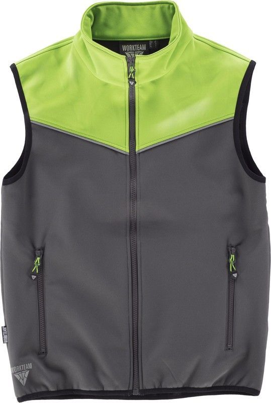 Chaleco Softshell Combinado Gris Verde Lima
