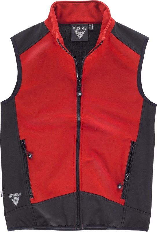 Chaleco Softshell Combinado Rojo Negro