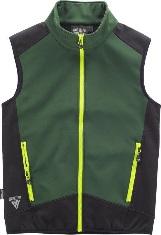 Chaleco Softshell Combinado Verde Oscuro Negro