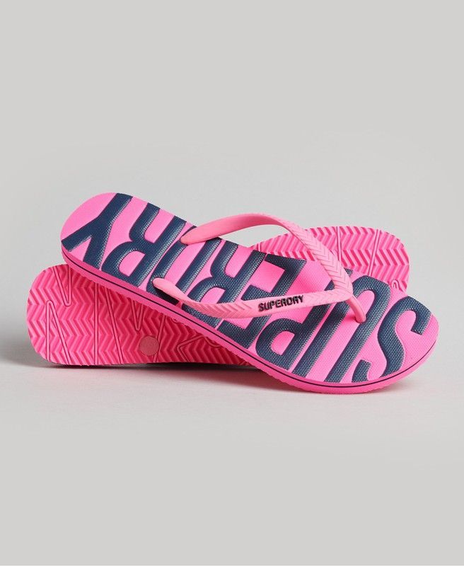 Chancla de dedo con letras branding grandes Superdry Fluro Pink Grit