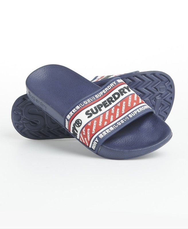 Chancla de pala con letras branding vintage Superdry Dark Navy