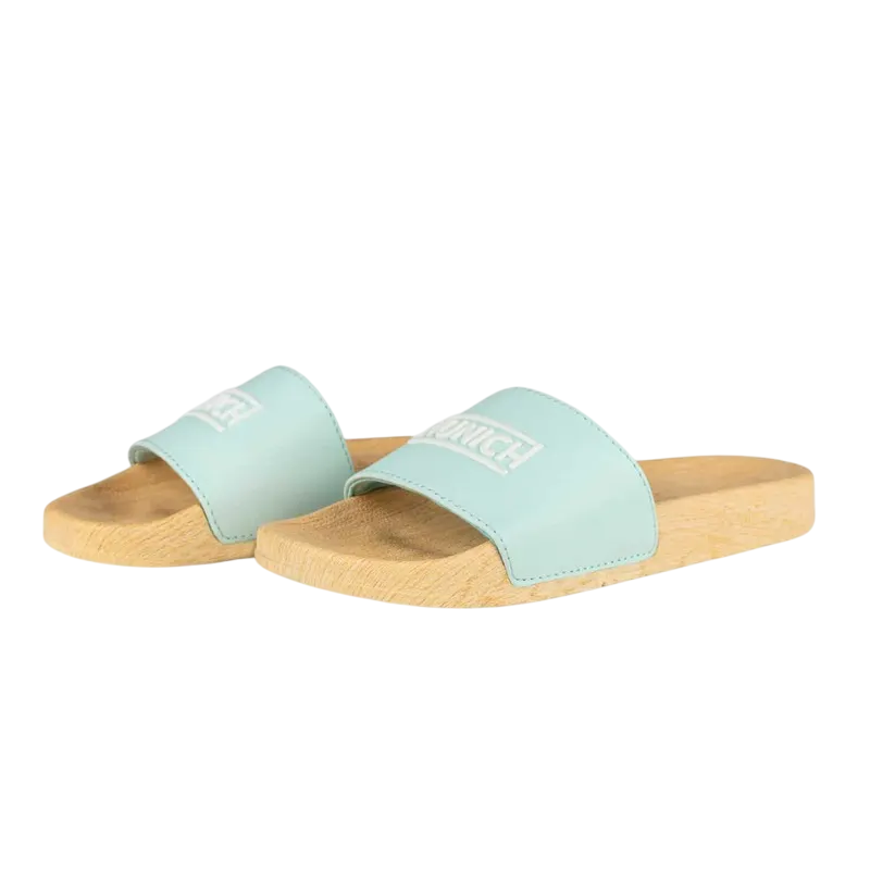 Chanclas Munich Flat Slider wood turquesa mujer