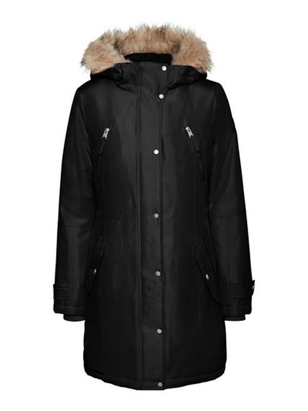 Chaqueta 3/4 con capucha con pelo Vero Moda Black