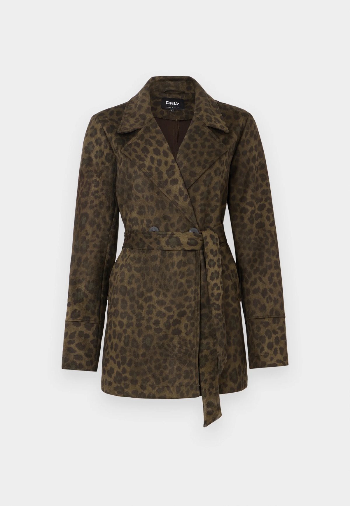 Chaqueta 3/4 con cinturón estampado animal print Only Kalamata