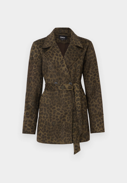 Chaqueta 3/4 con cinturón estampado animal print Only Kalamata