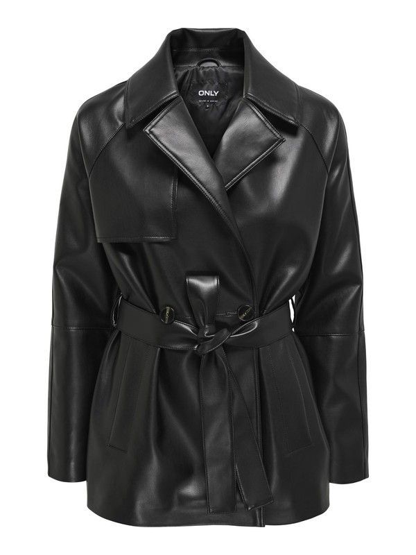 Chaqueta 3/4 polipel con cinturón Only Black