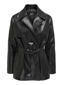 Chaqueta 3/4 polipel con cinturón Only Black