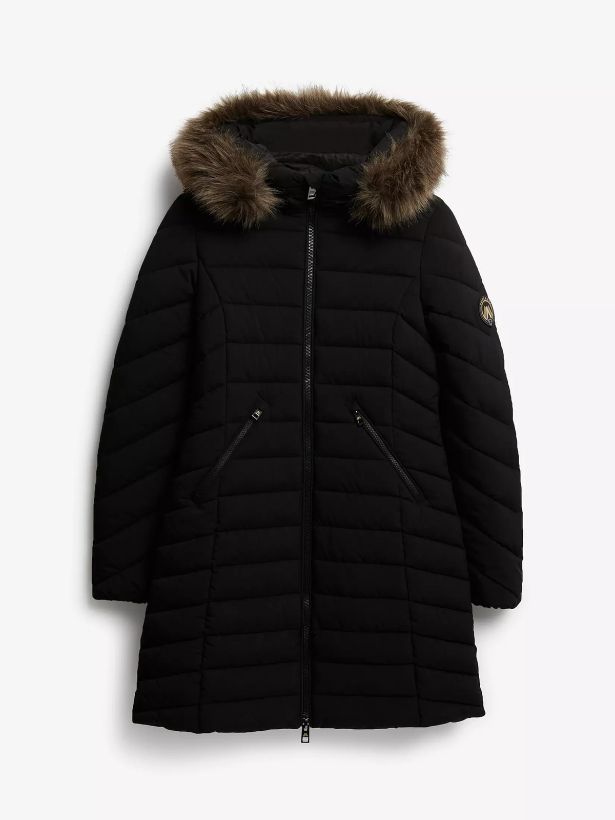 Chaqueta alcochada 3/4 con capucha con pelo Superdry Black