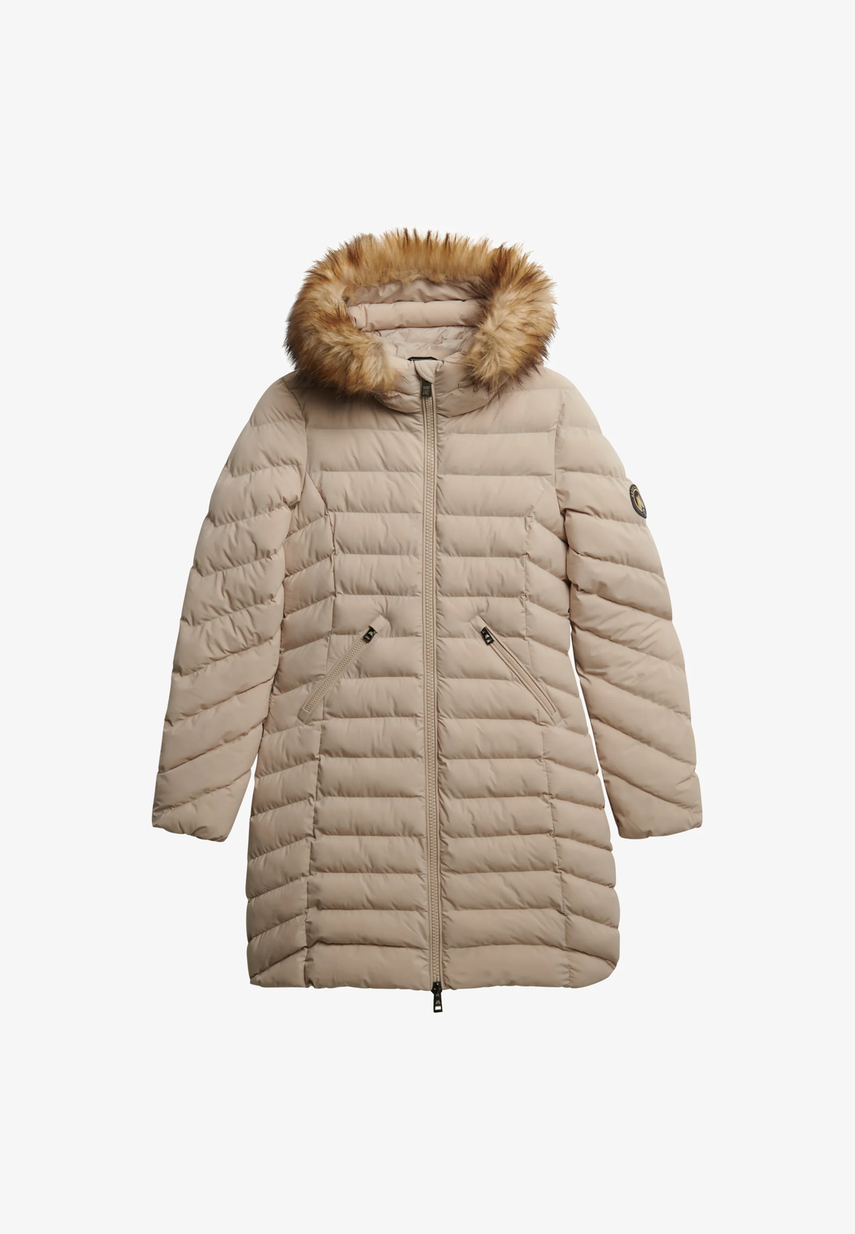 Chaqueta alcochada 3/4 con capucha con pelo Superdry Chateau Gray