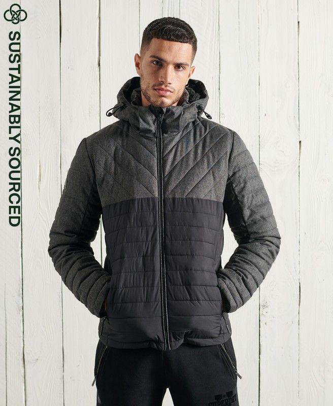 Chaqueta alcochada combinada con capucha Superdry Charcoal