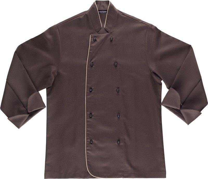 Chaqueta cocina unisex con botones de seguridad Marrón