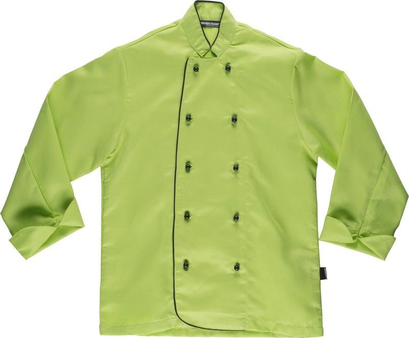 Chaqueta cocina unisex con botones de seguridad Verde Lima