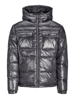 Chaqueta con capucha alcochada con efecto metalizado Jack & Jones Asphalt