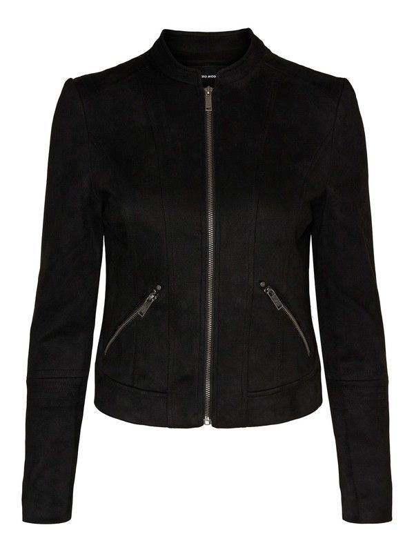 Chaqueta corta de terciopelo con cremallera Vero Moda Black