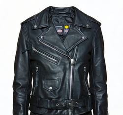 Chaqueta cruzada chica piel negra