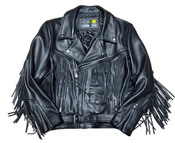 Chaqueta cruzada cuero con flecos