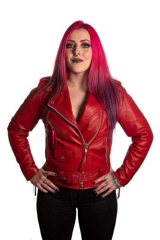 Chaqueta cruzada roja chica napa