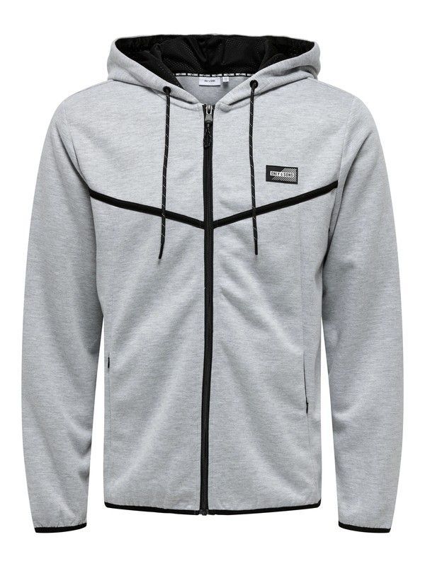 Chaqueta de chándal con cremallera y capucha Only & Sons Light Grey Mela