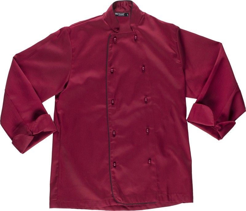 Chaqueta de cocina con vivos a contraste Granate Negro