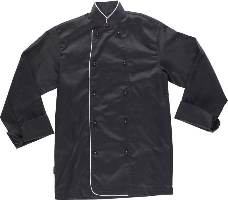 Chaqueta de cocina con vivos a contraste Negro / Blanco
