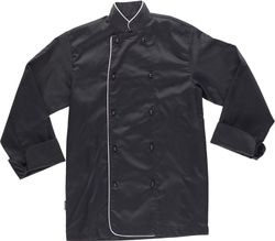 Chaqueta de cocina con vivos a contraste Negro / Blanco