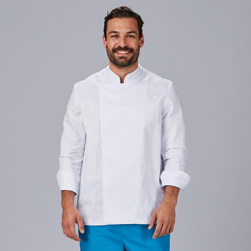 Chaqueta de cocina unisex blanca cierre velcro