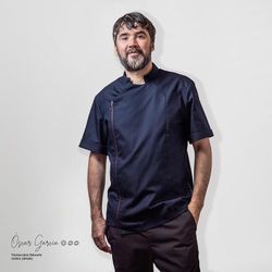 Chaqueta de cocina unisex marino cremallera