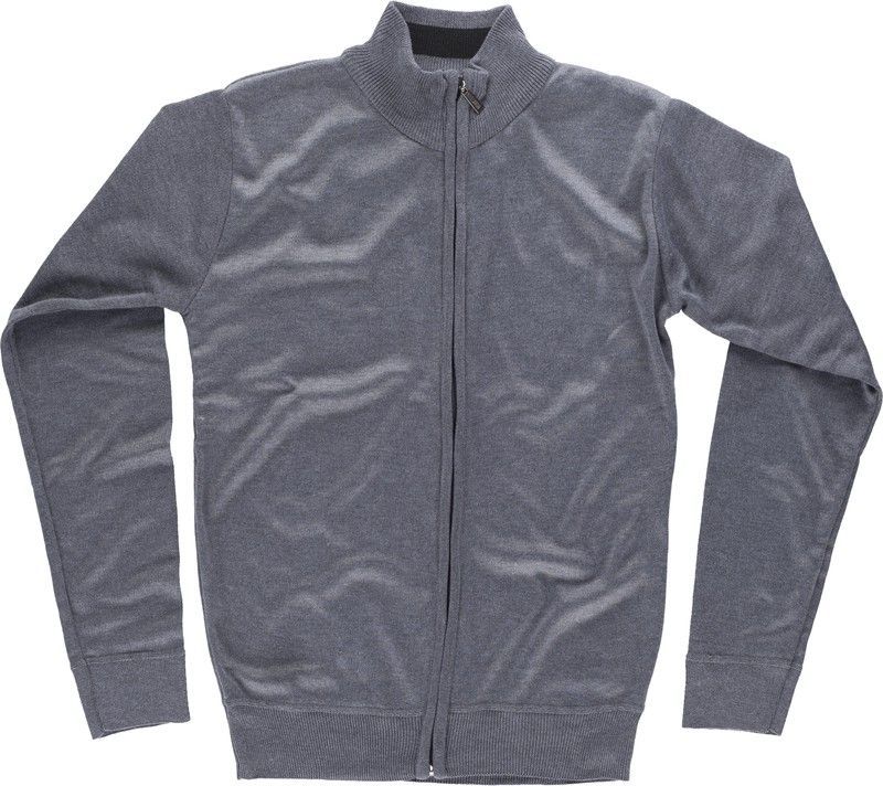 Chaqueta de punto fino con cierre de cremallera Gris