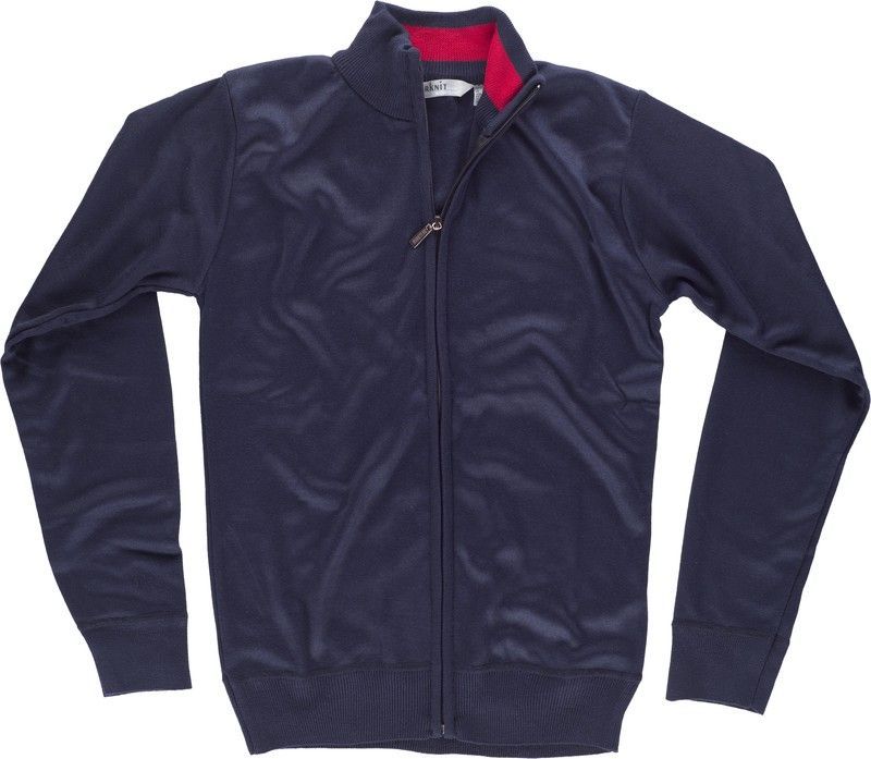 Chaqueta de punto fino con cierre de cremallera Marino