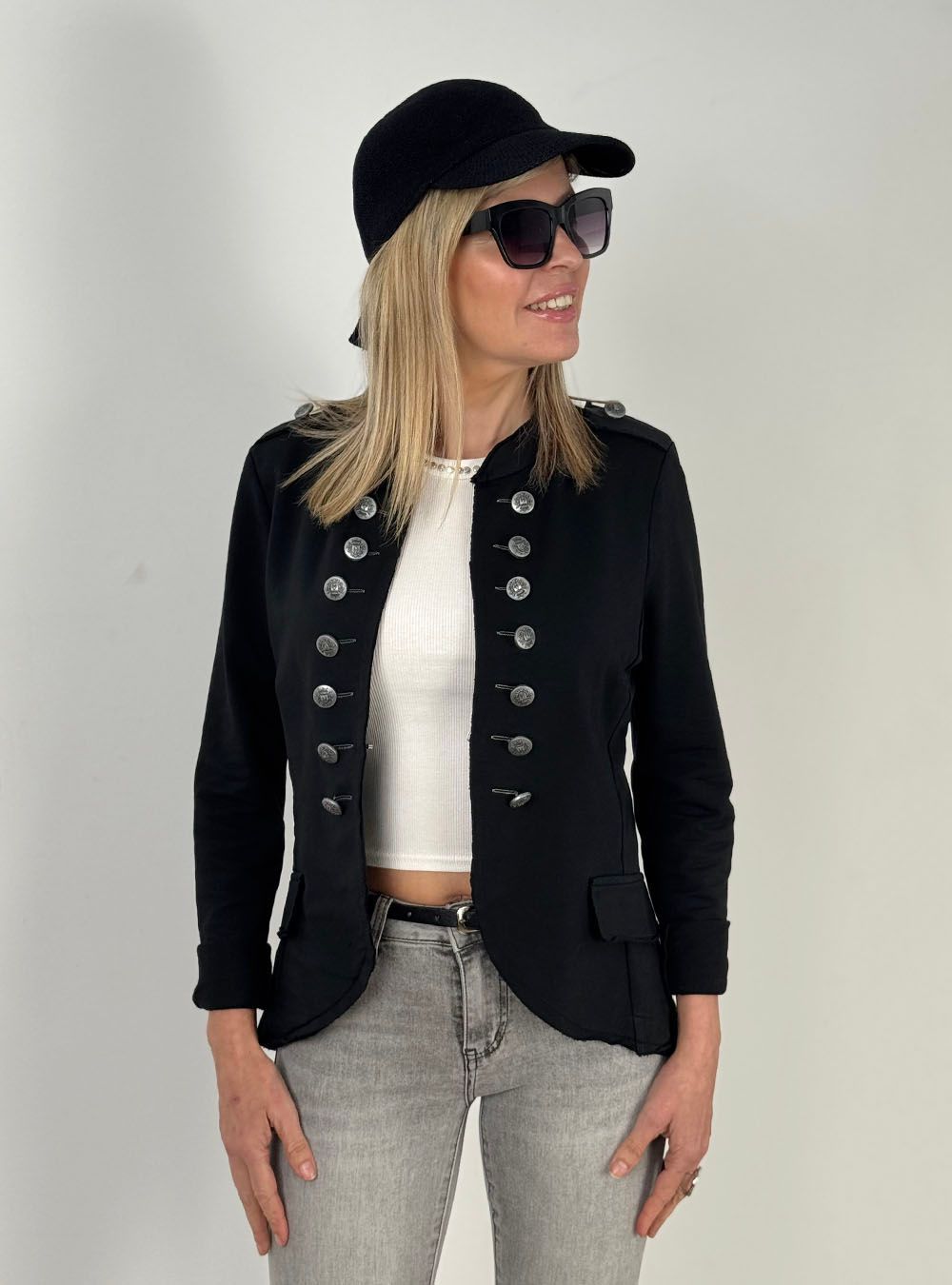 Chaqueta domadora militar negra