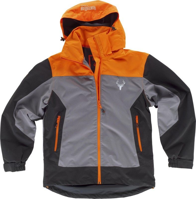 Chaqueta impermeable combinada Gris Naranja A.V. Negro