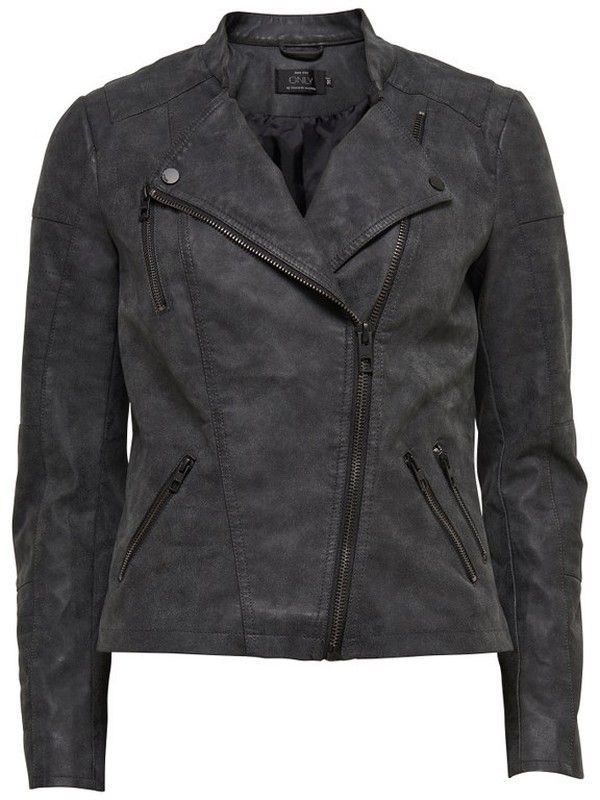 Chaqueta polipiel con cremallera lateral Only Black
