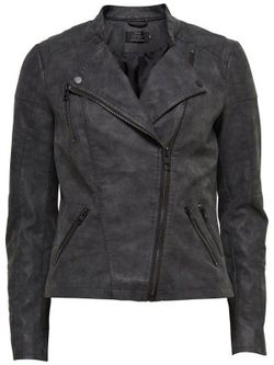 Chaqueta polipiel con cremallera lateral Only Black