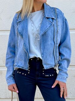 Chaqueta tejana bíker azul delavado