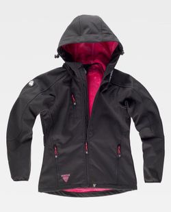 Chaqueta Workshell de mujer  Negro / Rosa Fucsia
