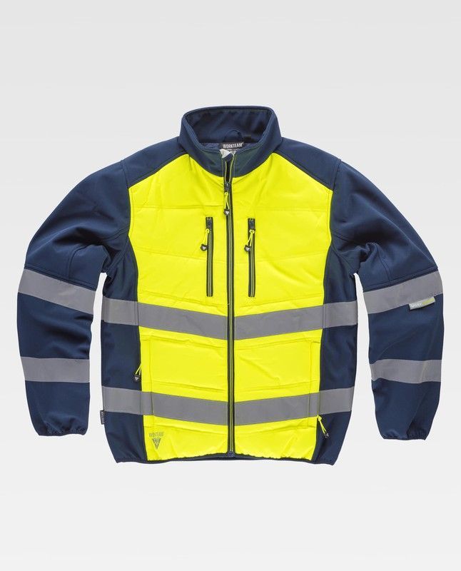 Chaqueta Workshell tejido acolchado Marino / Amarillo