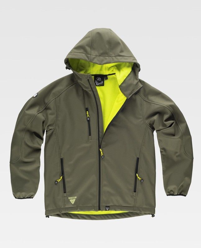 Chaqueta Workshell Verde Caza / Amarillo