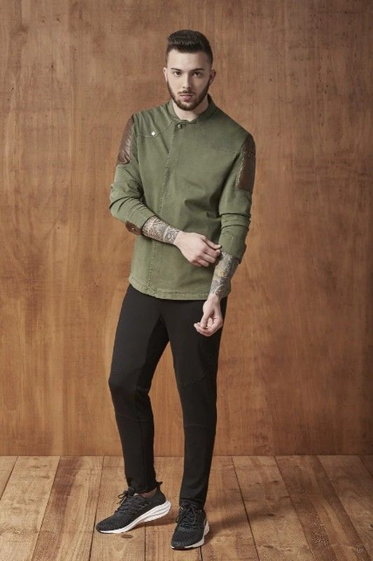 Chaquetilla con polipiel gris o verde