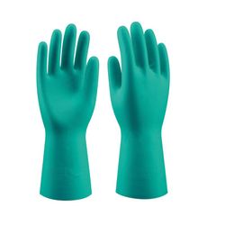 CHEMICAL GREEN, Guante Nitrilo quimico verde flocado L33 cm