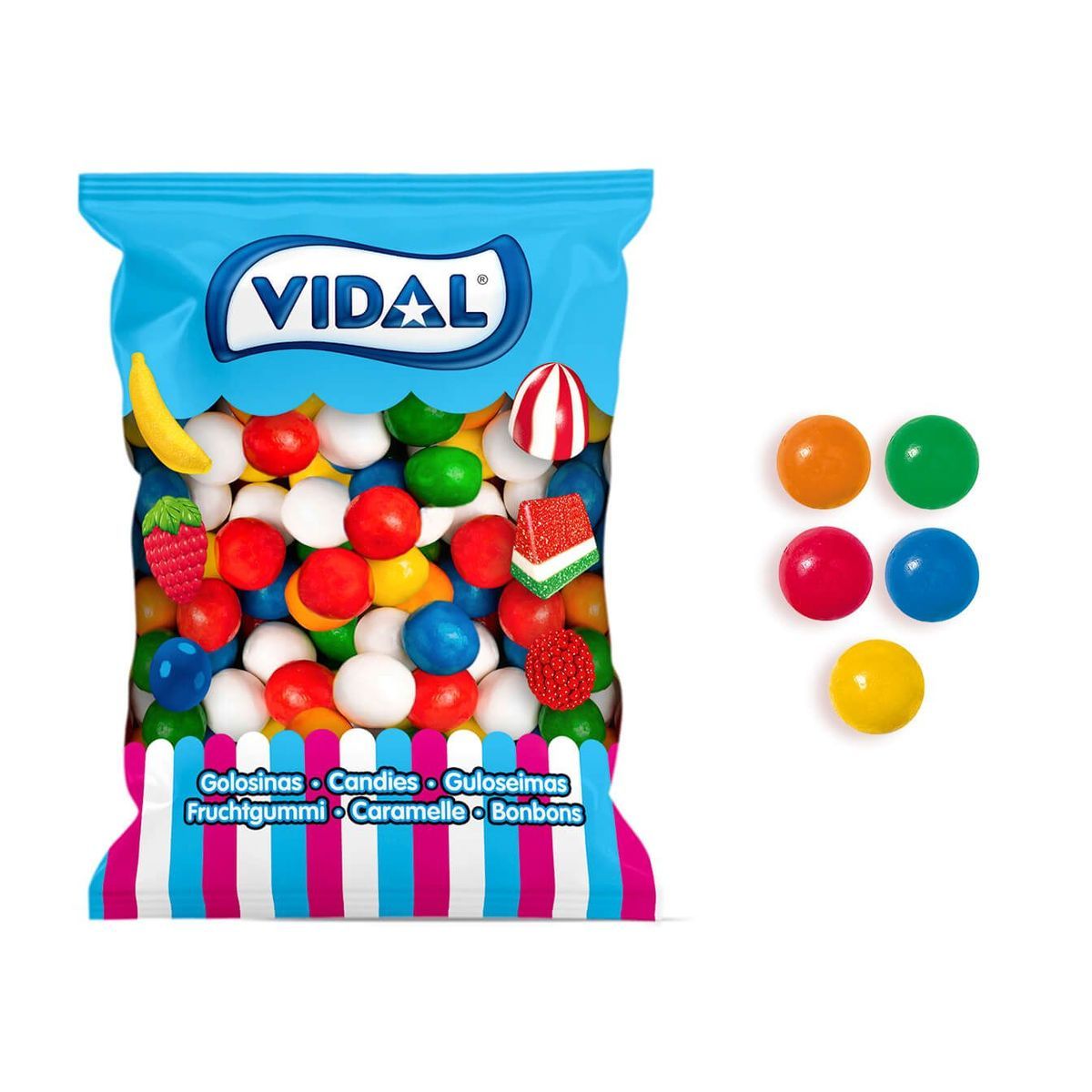 Chicle bolos pequeños 19 mm (2kg) de Vidal