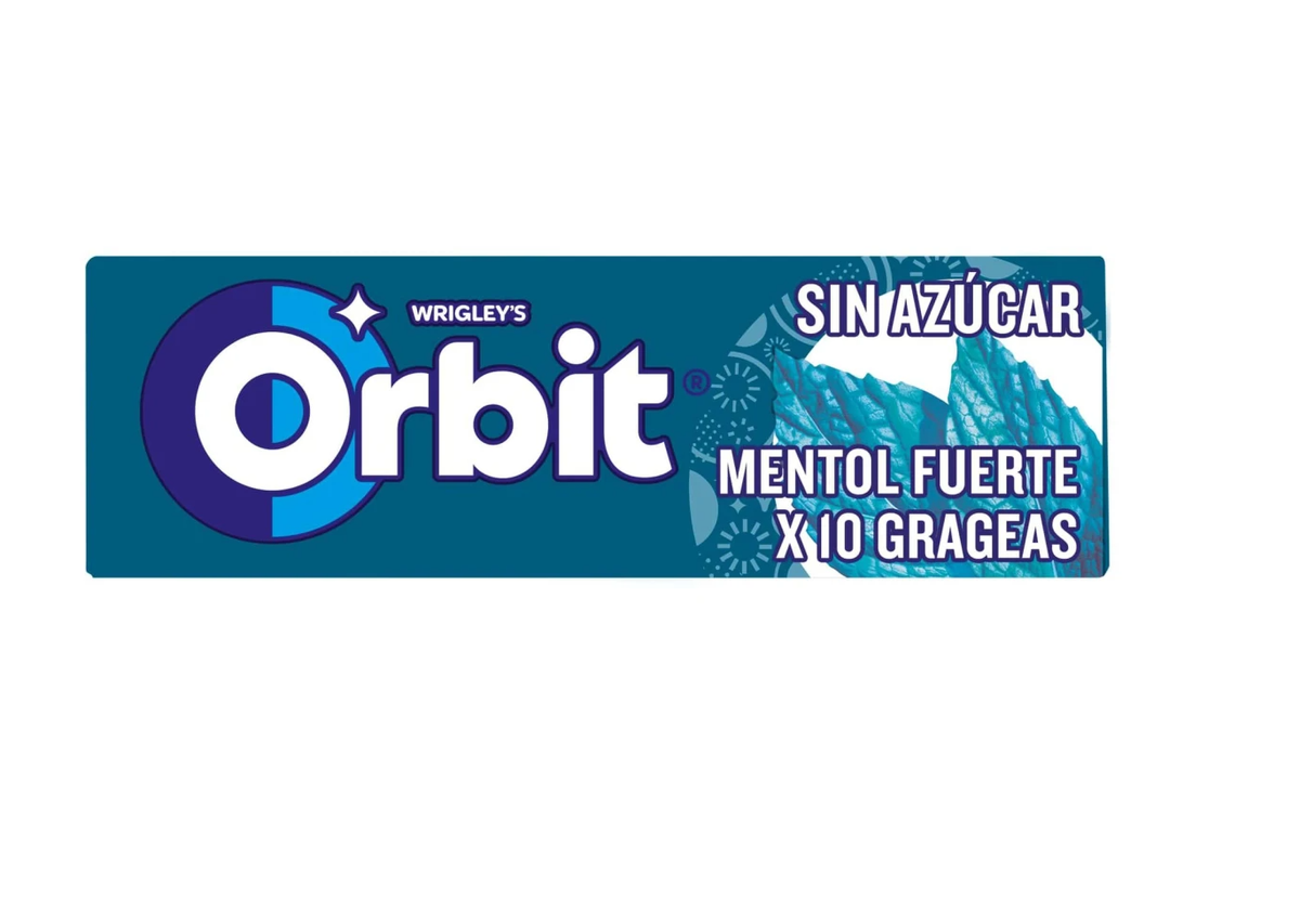 Chicles Orbit Grageas Menta fuerte (30 unidades) Sin Azúcar