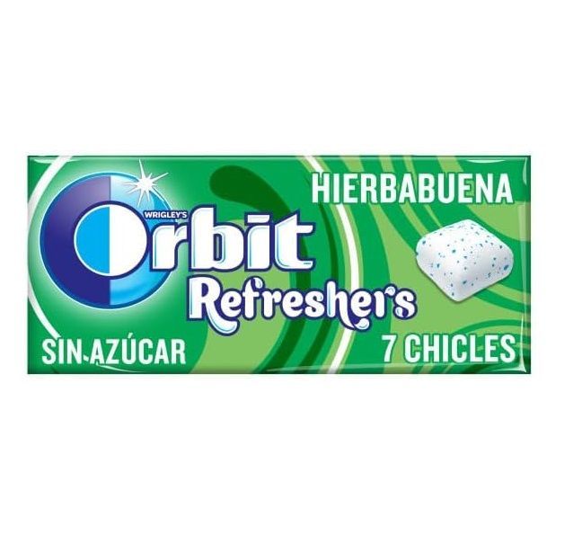 Chicles Orbit Refreshers Hierbabuena (16 cajitas de 7 chicles) Sin Azúcar