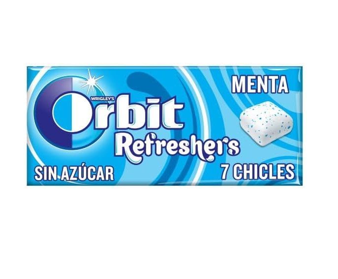 Chicles Orbit Refreshers Menta (16 cajitas de 7 chicles) Sin Azúcar