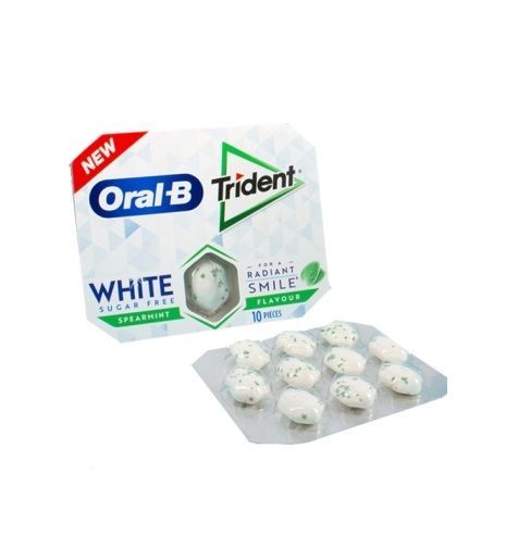 Chicles Trident Oral B White menta verde, 10 chicles por paquete. Chicle Sin Azúcar Hierbabuena