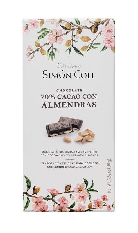 Chocolate 70% almendras 100 grs simon coll