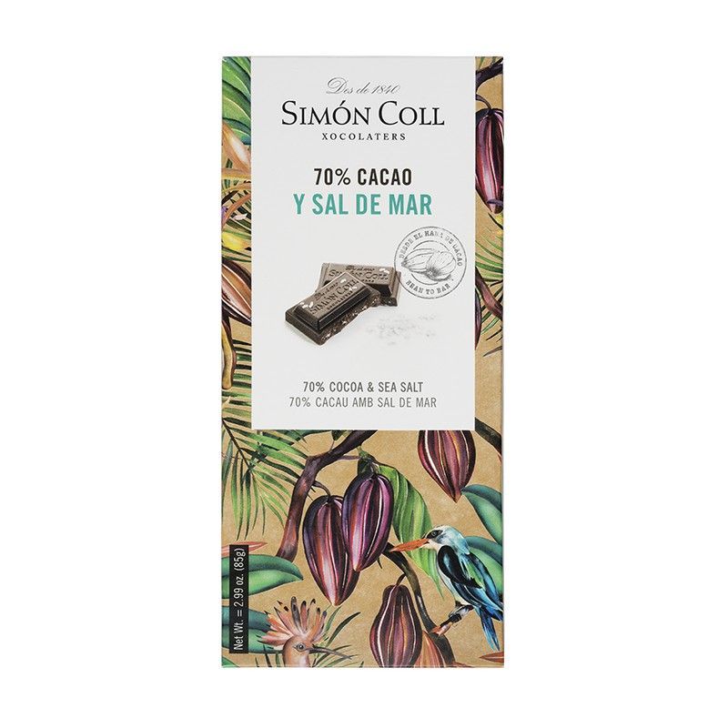 Chocolate 70% cacao y sal de mar simon coll 85 grs