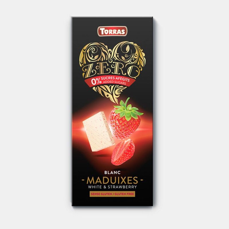 Chocolate blanco fresas torras sin azúcar 125 grs