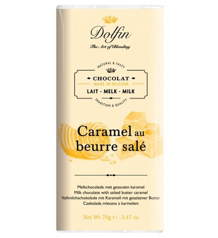 Chocolate con leche, mantequilla y caramelo dolfin 70 grs