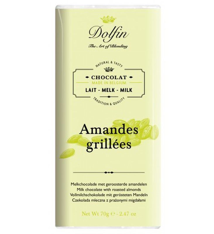 Chocolate con leche y almendras tostadas dolfin 70 grs